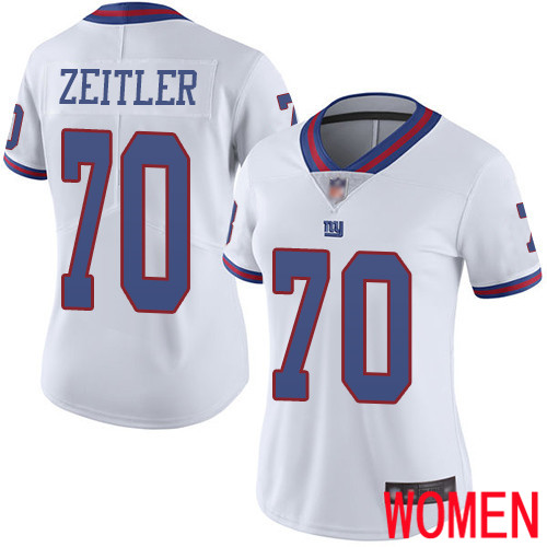 Women New York Giants 70 Kevin Zeitler Limited White Rush Vapor Untouchable Football NFL Jersey
